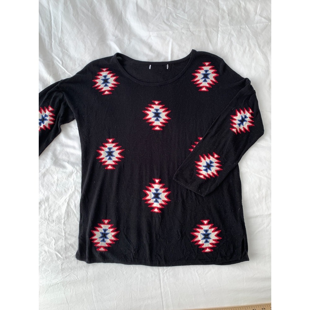 DAYDREAMER LA Southwestern Off Shoulder Knit Sweater‎ Black / Size M - Picture 6 of 15